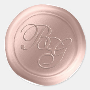 Calligraphie rose vif Monogramme Stickers cire