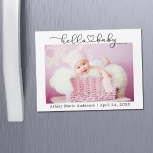 Calligraphie Script Coeur Hello Baby Magnet Card