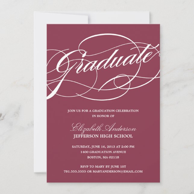 Calligraphie Script Graduation Invitation (Devant)