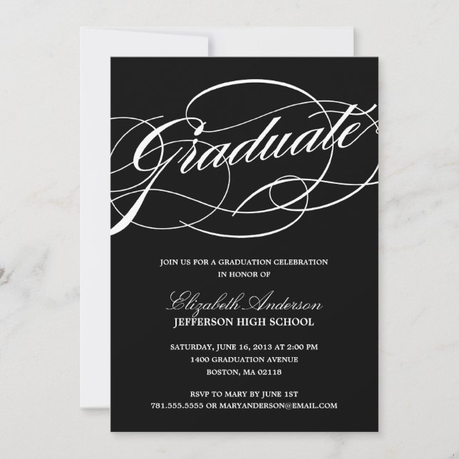 Calligraphie Script Graduation Invitation (Devant)