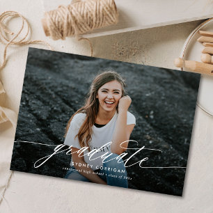 Calligraphie Script Graduation Photo Invitation