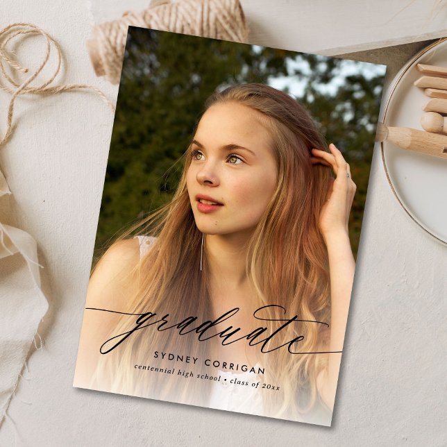 Calligraphie Script Graduation Photo Invitation (Créateur téléchargé)