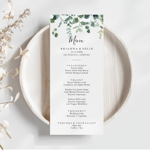 Calligraphie Script Green Foliing Diner Menu