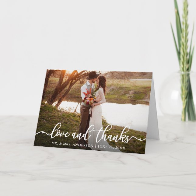 Calligraphie Script Love Merci Mariage Photo Pold (Devant)