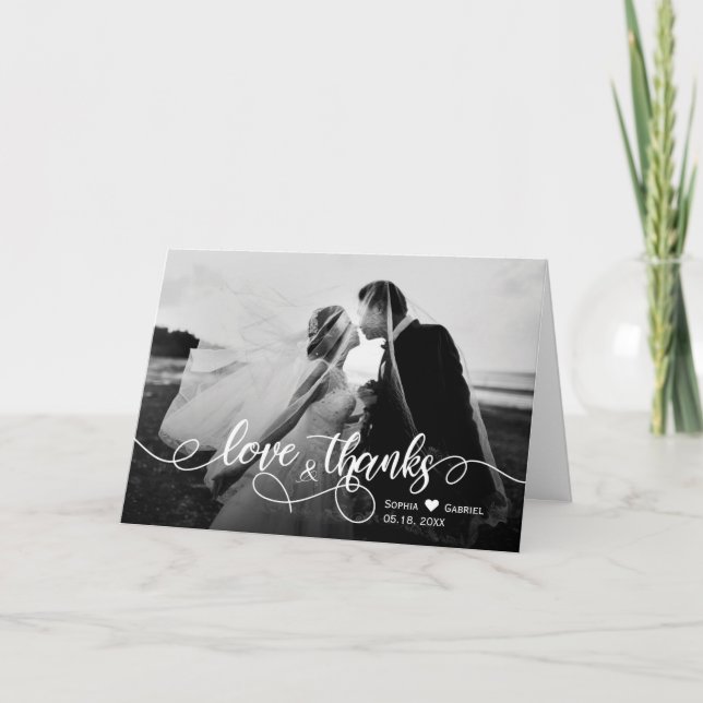 Calligraphie Script Mariage photo Carte de remerci (Devant)