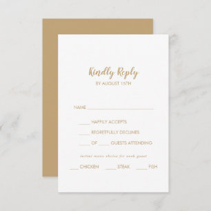 Calligraphie simple Gold Back Menu Choix RSVP