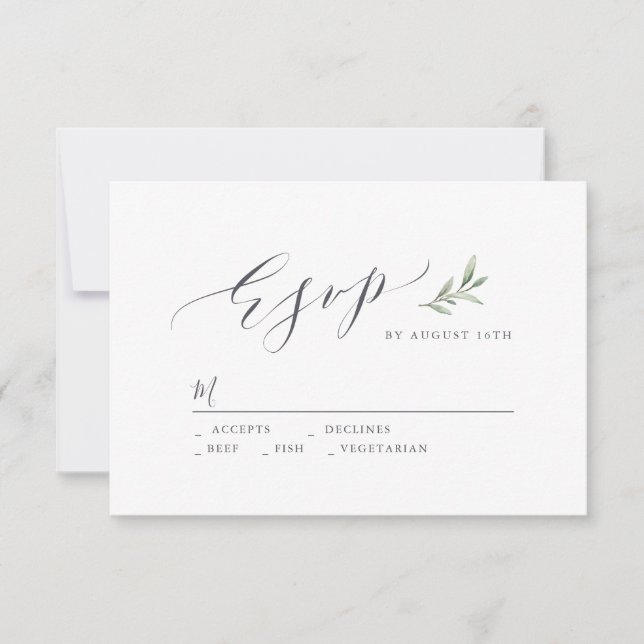 Calligraphie simple mariage rustique verdure RSVP (Devant)
