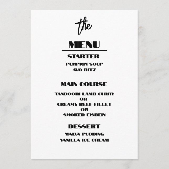Calligraphie simple Menus de Mariage rustique (Devant)