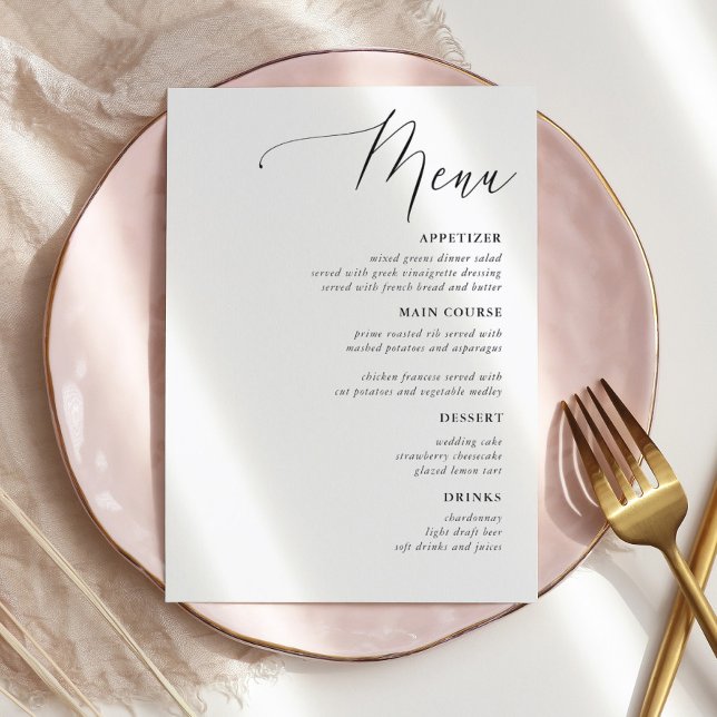 Calligraphie simple Menus de Mariage rustique (Créateur téléchargé)