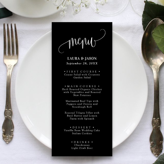 Calligraphie simple Menus de Mariage rustique (Créateur téléchargé)