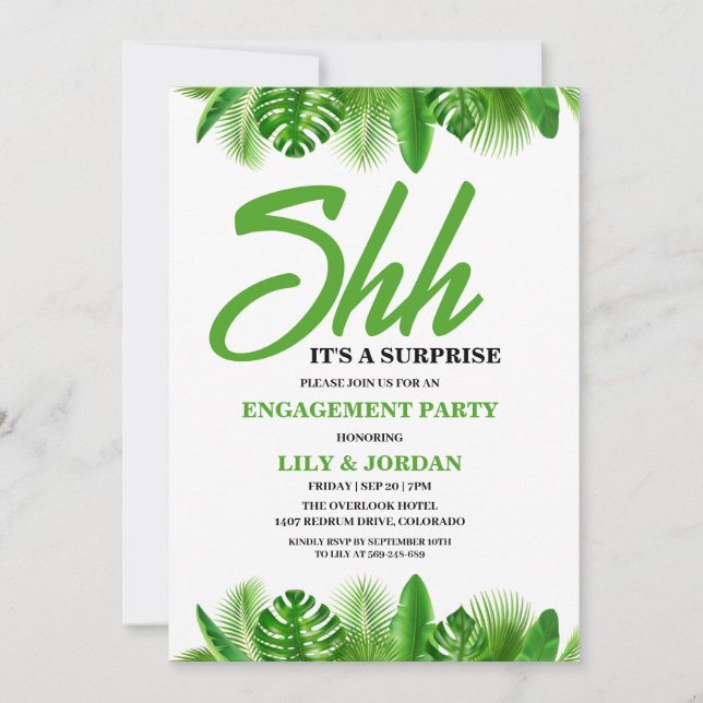 Calligraphie Surprise Engagement Party Invitation (Devant)