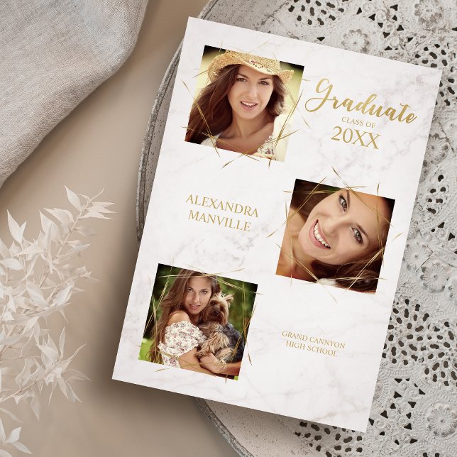 Calligraphie Trois photos Faire-part diplômée (Créateur téléchargé)