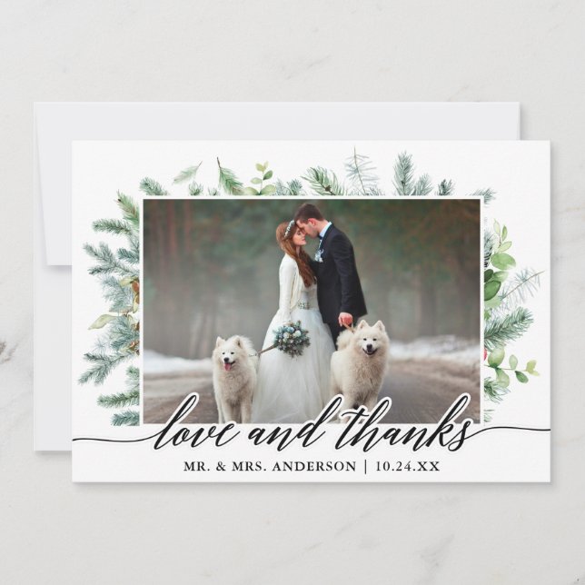 Calligraphie Verdure Pine Love Merci Mariage (Devant)