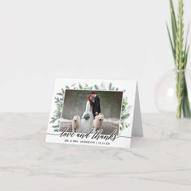 Calligraphie Verdure Pine Love Merci Mariage Note (Devant)