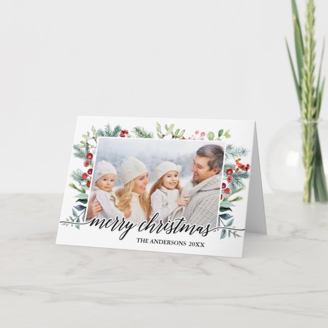 Calligraphie Vert Noël Carte pliée (Devant)