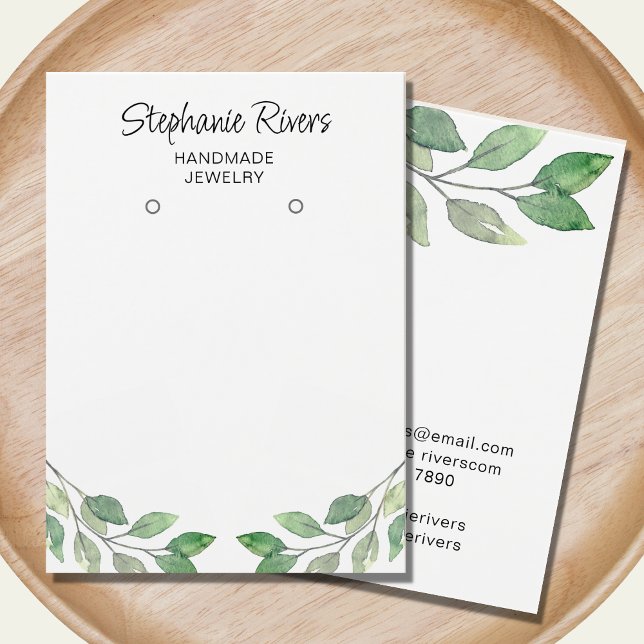 Calligraphie verte Boucles d'oreilles Bijoux Carte (Créateur téléchargé)