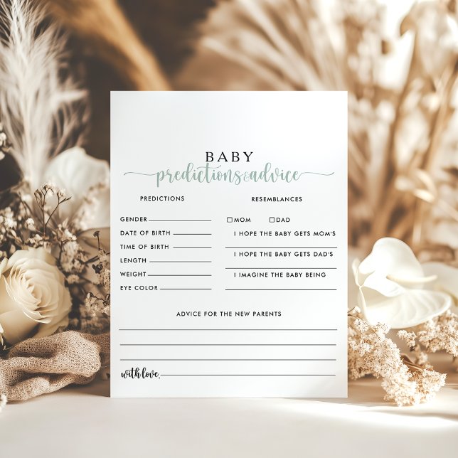 Calligraphie verte Prédictions pour bébés Cartes d (Créateur téléchargé)