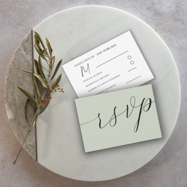 Calligraphie verte SimpleSage Mariage RSVP (Créateur téléchargé)