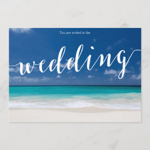 Calligraphy Beach Wedding Invitations