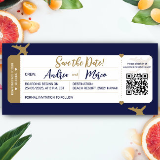 Calligraphy Boarding Pass Mariage Enregistrer la d