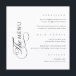 Calligraphy Elegant Square Wedding Menu<br><div class="desc">This minimalist wedding menu will add a touch of elegance to your Wedding party decor. Simple black and white colors makes this design great for any wedding. All text is editable,  just click on 'Edit with design tool'. Corresponding day-of stationery products are also available.</div>