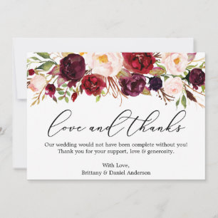 Calligraphy Love Merci Burgundy Floral