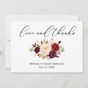 Calligraphy Love Merci Floral Burgundy