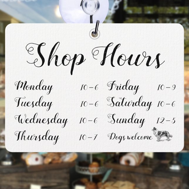 Calligraphy Shop Open Dogs Welcome Window Sign (Créateur téléchargé)