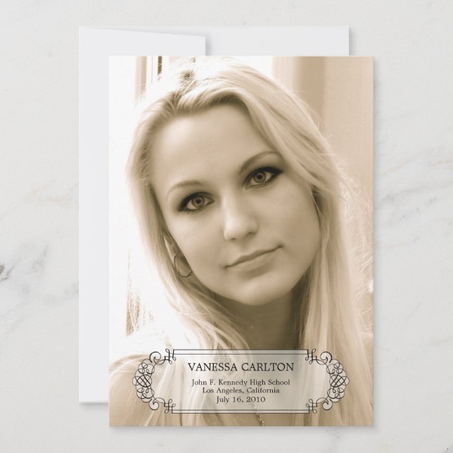 Calligraphy Swirls Photo Graduation Faire-part (Devant)