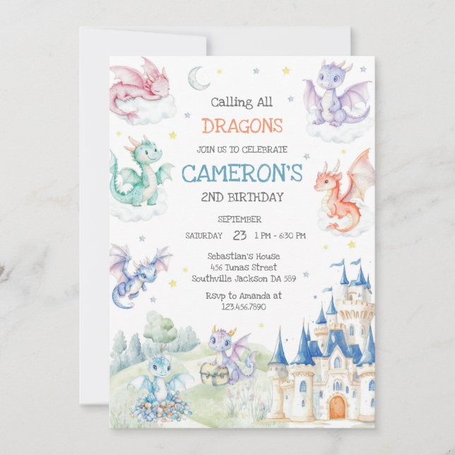 Calling All Dragons Birthday Invitation (Devant)
