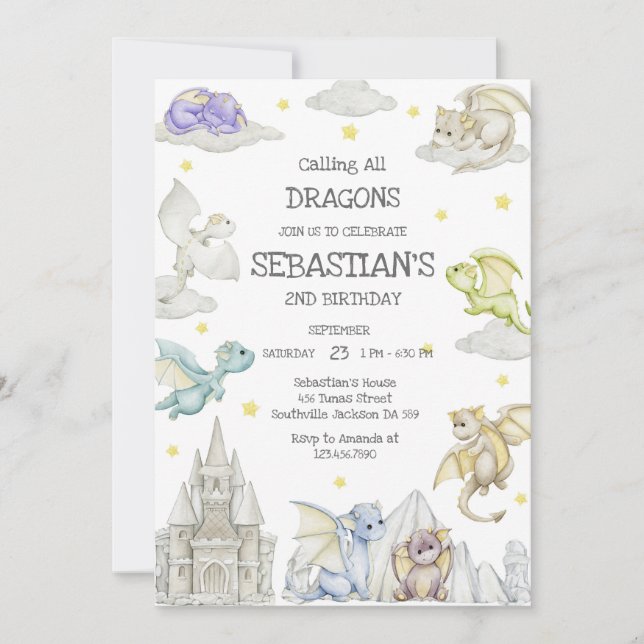Calling All Dragons Birthday Invitation (Devant)
