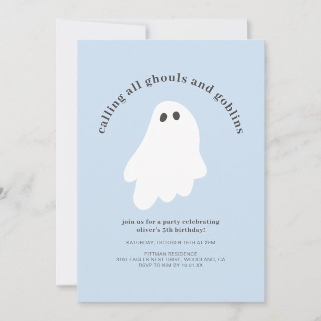 Calling All Ghouls and Goblins Birthday Invitation (Devant)