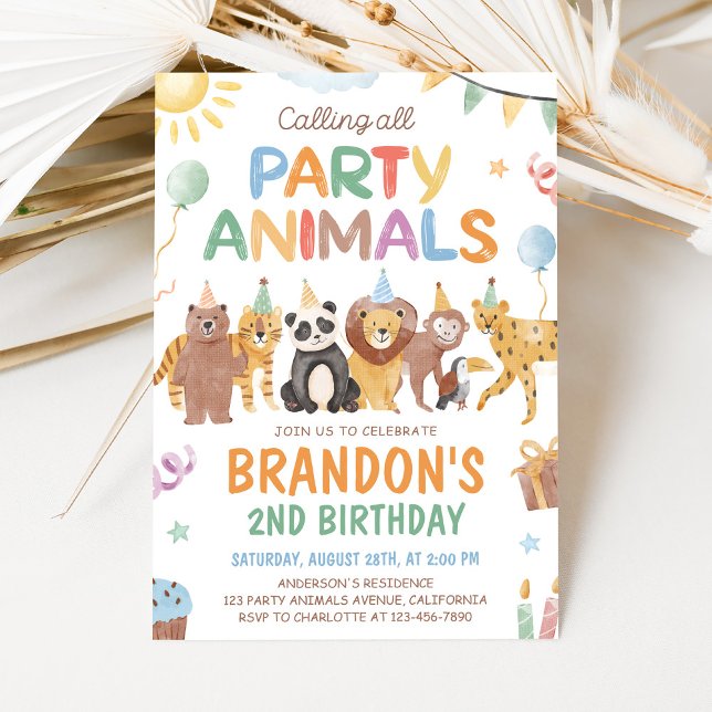 Calling All Party Animals Birthday Invitation (Créateur téléchargé)