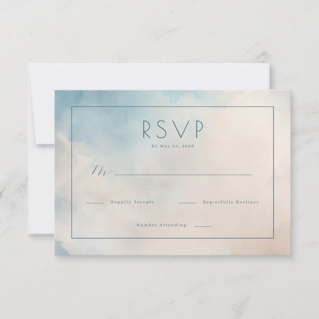 Calm Blue Watercolor RSVP (Devant)