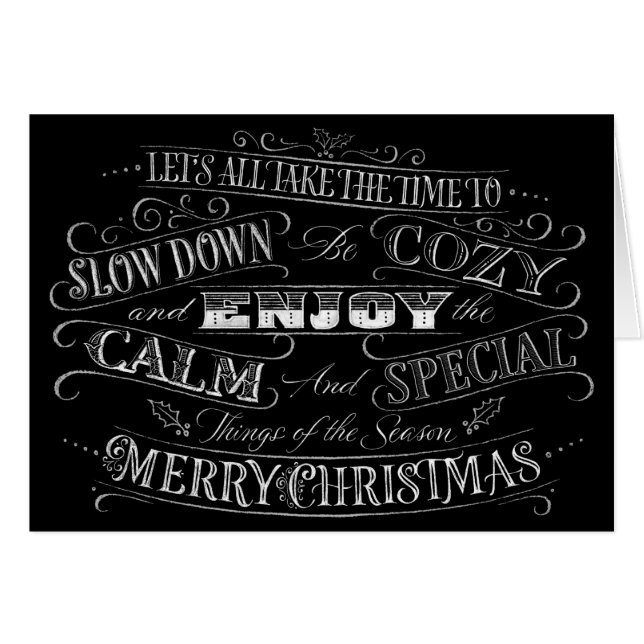 Calm + Cozy Merry Christmas Chalkboard Calligraphy (Devant horizontal)
