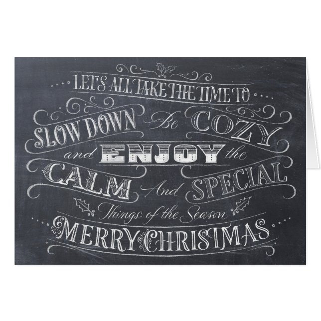 Calm + Cozy Merry Christmas Chalkboard Calligraphy (Devant horizontal)