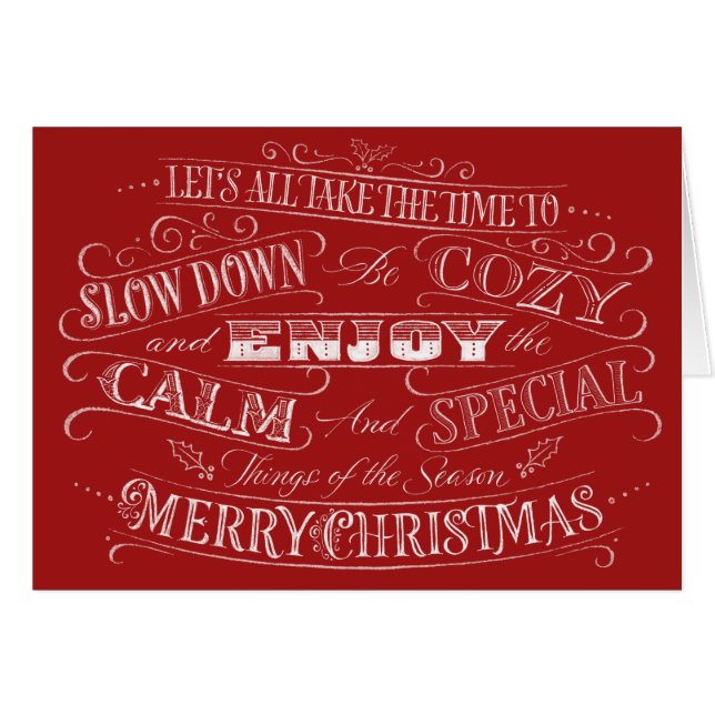 Calm + Cozy Red Merry Christmas Chalk Calligraphy (Devant horizontal)