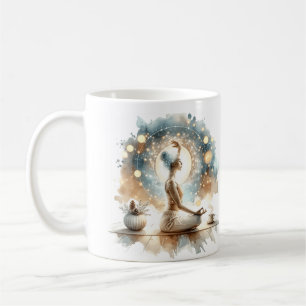 Calm Yoga femme pose café tasse de thé crème souff