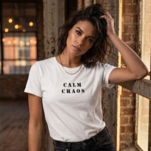 Calme Chaos - T-Shirt Minimaliste pour Femme Blanc