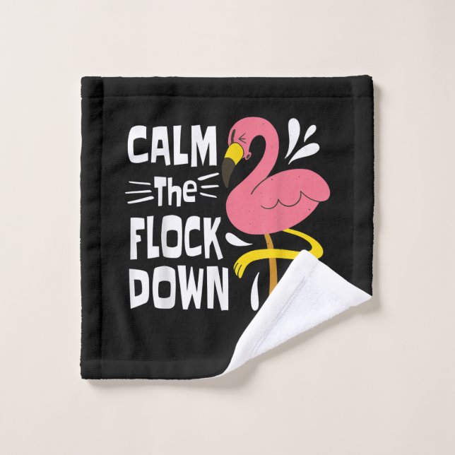 Calme Le Flocon Sur Le Flamant rose Rose Drôle (Gant de toilette)