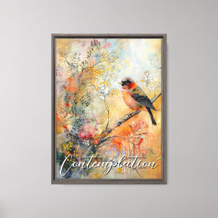 Calme Robin Automne Stretted Canvas Impression
