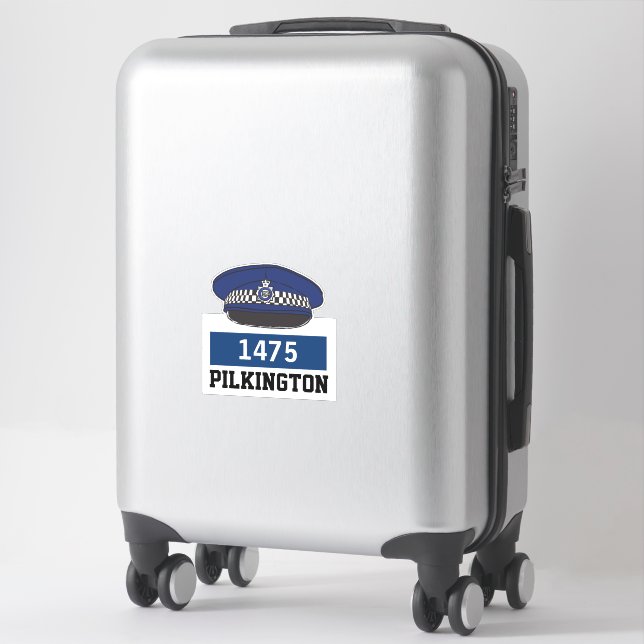 Calot de police avec autocollant de nom et de numé (Sur valise)