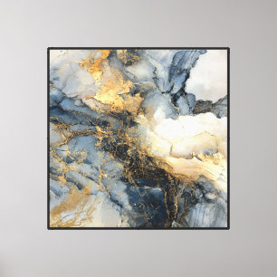 Calques de marbre bleu or – Art mural fluide abstr