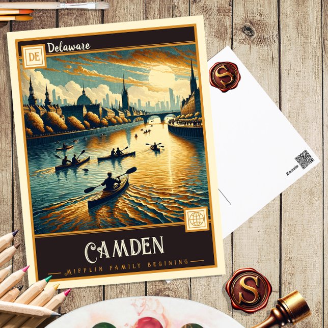 Camden, Delaware | Carte postale Vintage (Créateur téléchargé)