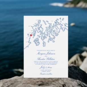 Camden Maine Penobscot Bay Carte Mariage élégant