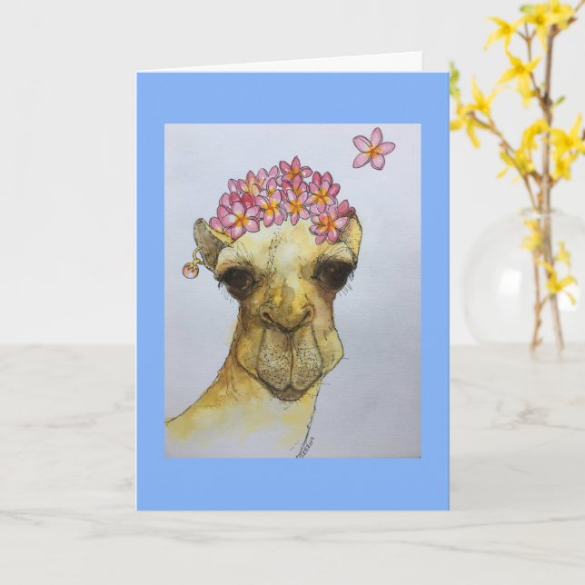 Camel Avec Une Carte De Voeux À Perle (Fleur jaune)