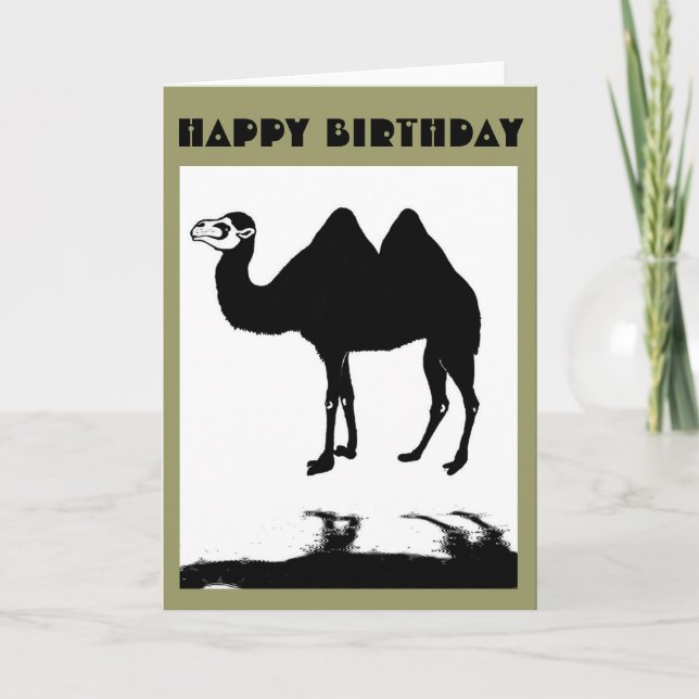 Camel dans la pluie Bonne carte d'anniversaire (Devant)