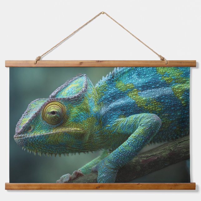 Caméléon bleu vert vif Art mural de la jungle (Devant)