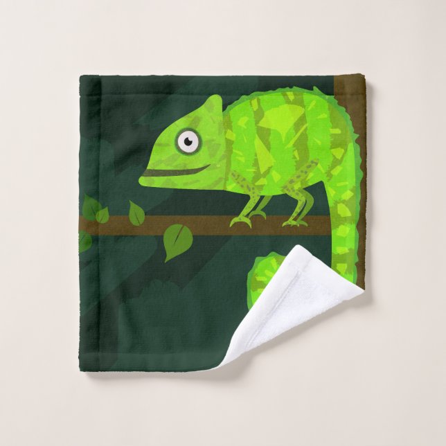 Caméléon vert mignon (Gant de toilette)