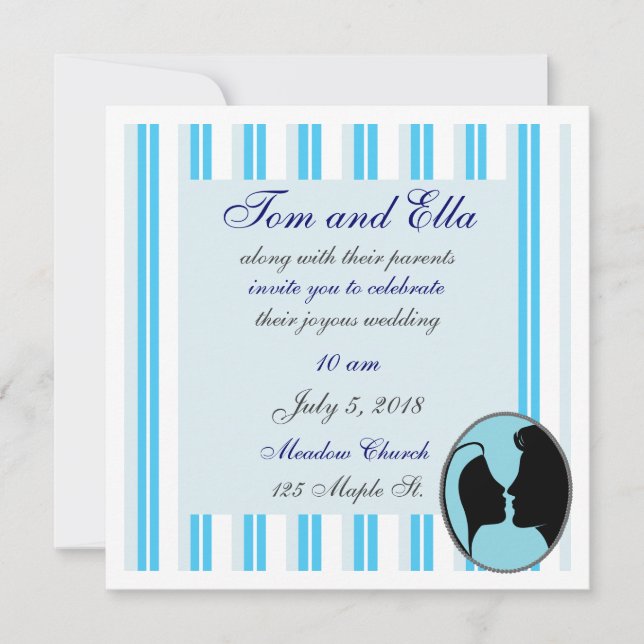 Cameo Kiss Silhouette Mariage Invitations (Devant)